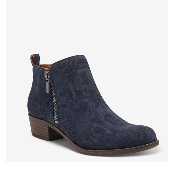 Shoes - Lucky Brand Brolley Ankle Boot / Booties Navy leather zip boots.
